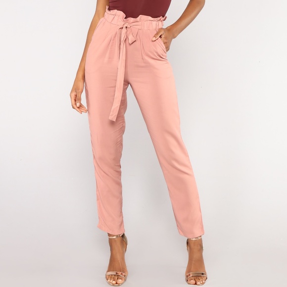 ambience appearal Pants - Classic Paper Bag Waist Pants - Mauve
